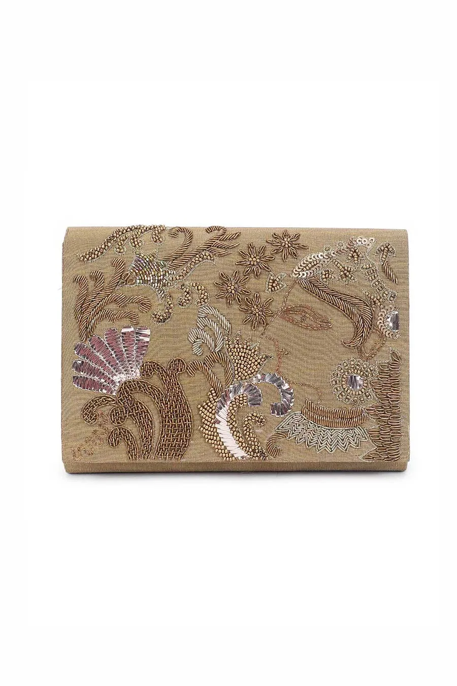 Gold Cleopatra Hand-Embroidered Clutch