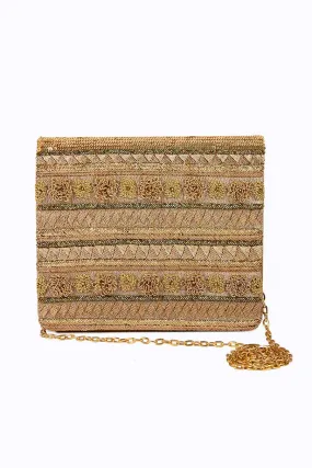 Gold Khwabeeda Hand-Embroidered Clutch