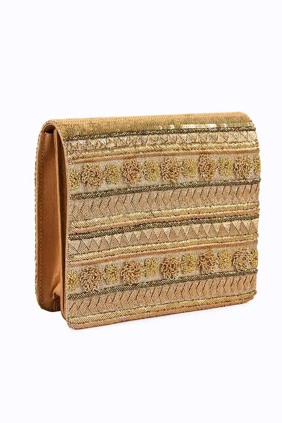 Gold Khwabeeda Hand-Embroidered Clutch