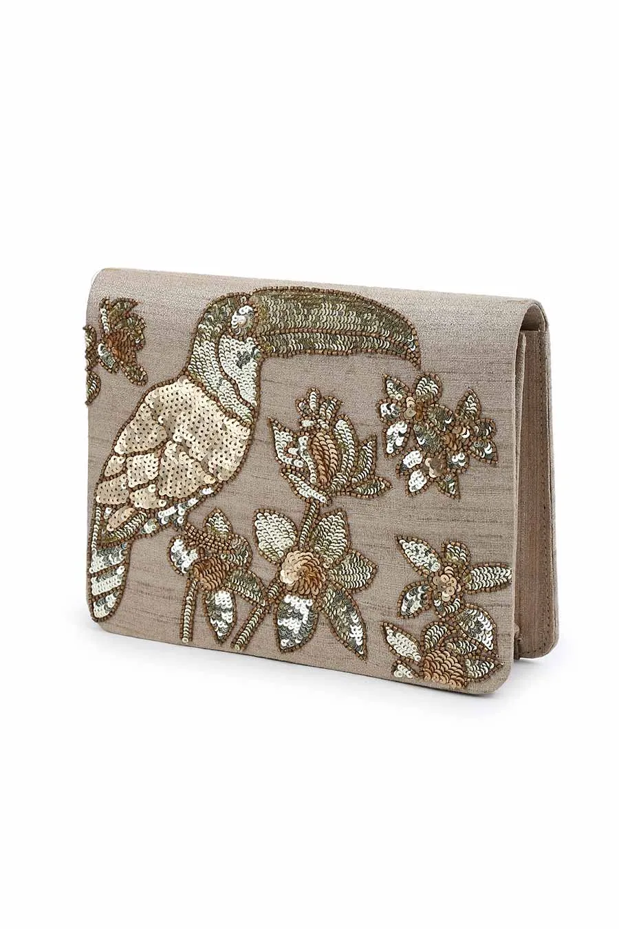 Gold Sequins Toucan Clutch
