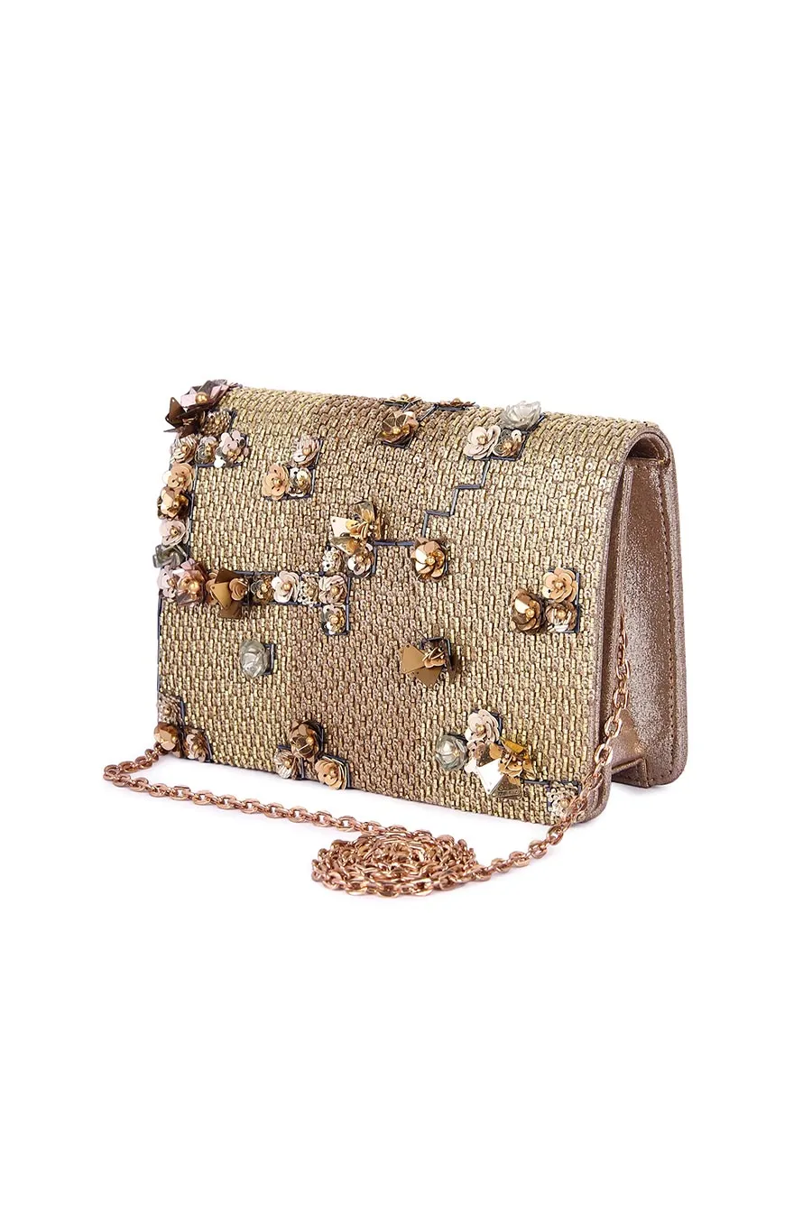 Gold Shaamali Hand-Embroidered Clutch