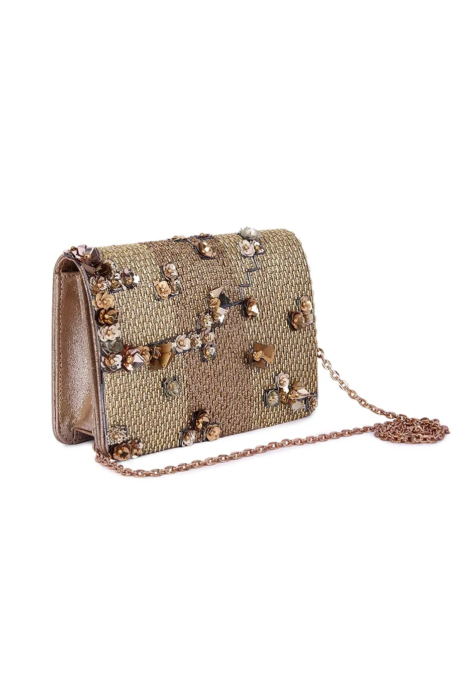 Gold Shaamali Hand-Embroidered Clutch