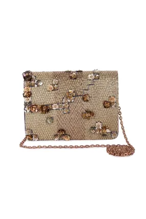 Gold Shaamali Hand-Embroidered Clutch