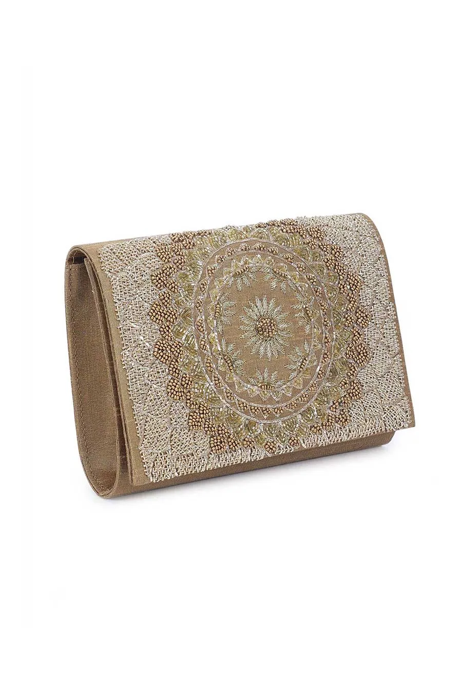 Gold Sun Hand-Embroidered Clutch