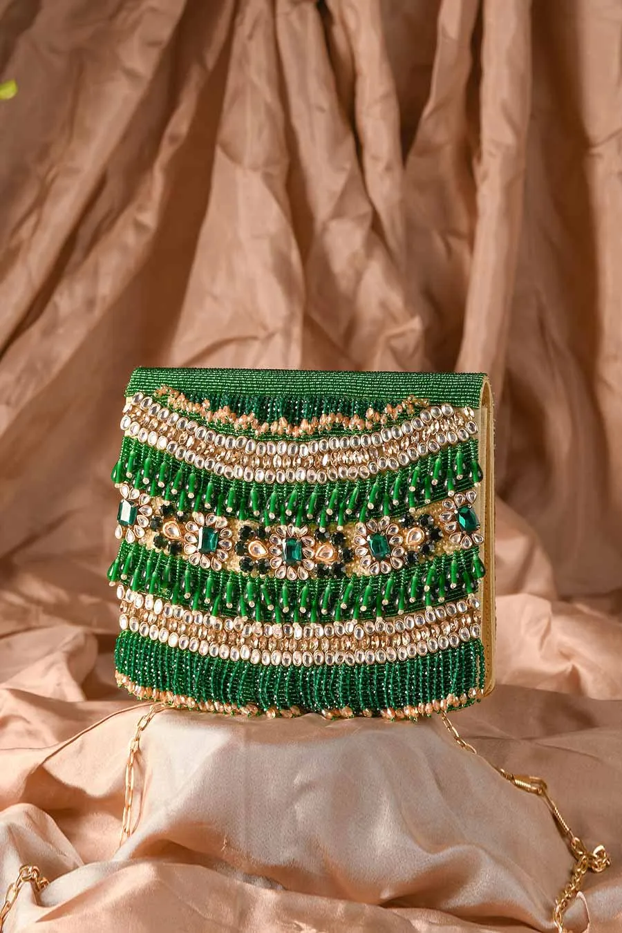 Green Sukoon Hand-Embroidered Clutch