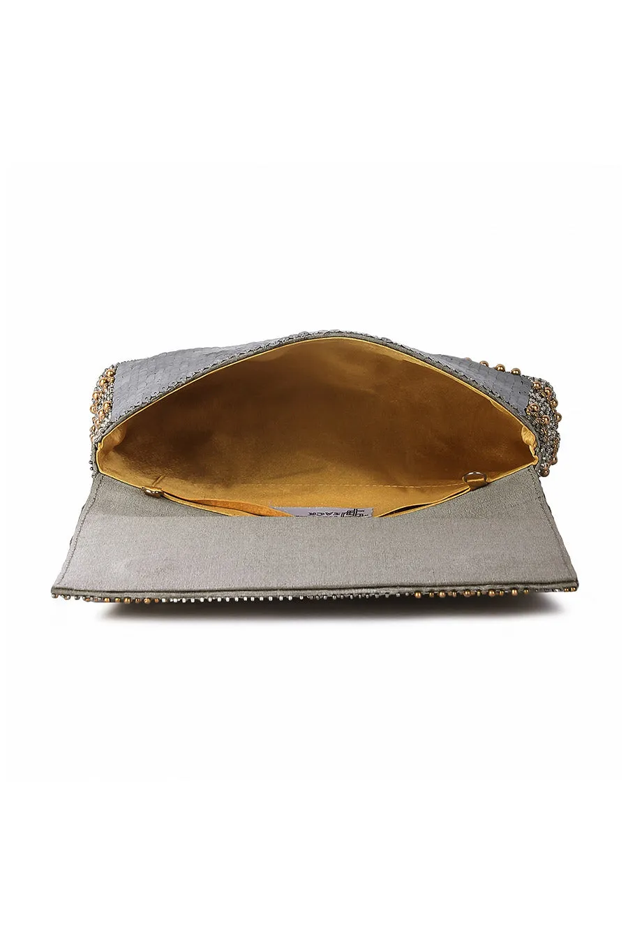 Grey Galaxy Hand-Embroidered Clutch