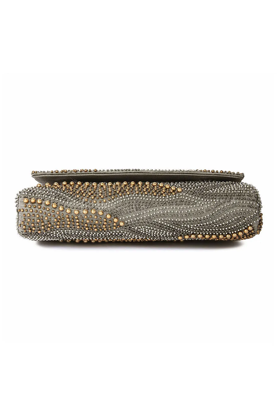 Grey Galaxy Hand-Embroidered Clutch