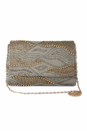 Grey Galaxy Hand-Embroidered Clutch
