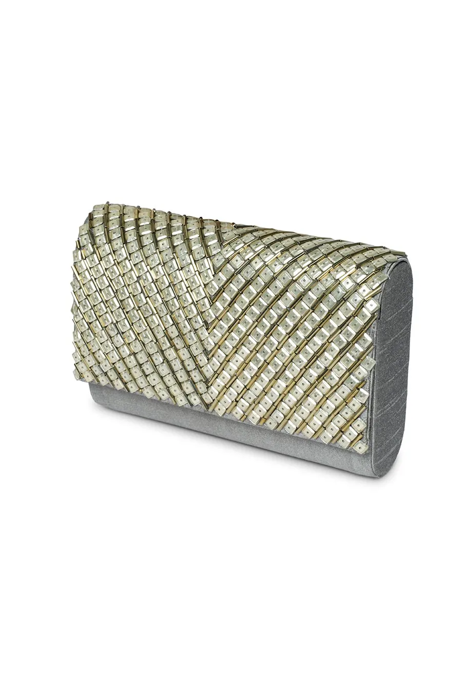 Grey Sequins Miniaudiere Clutch