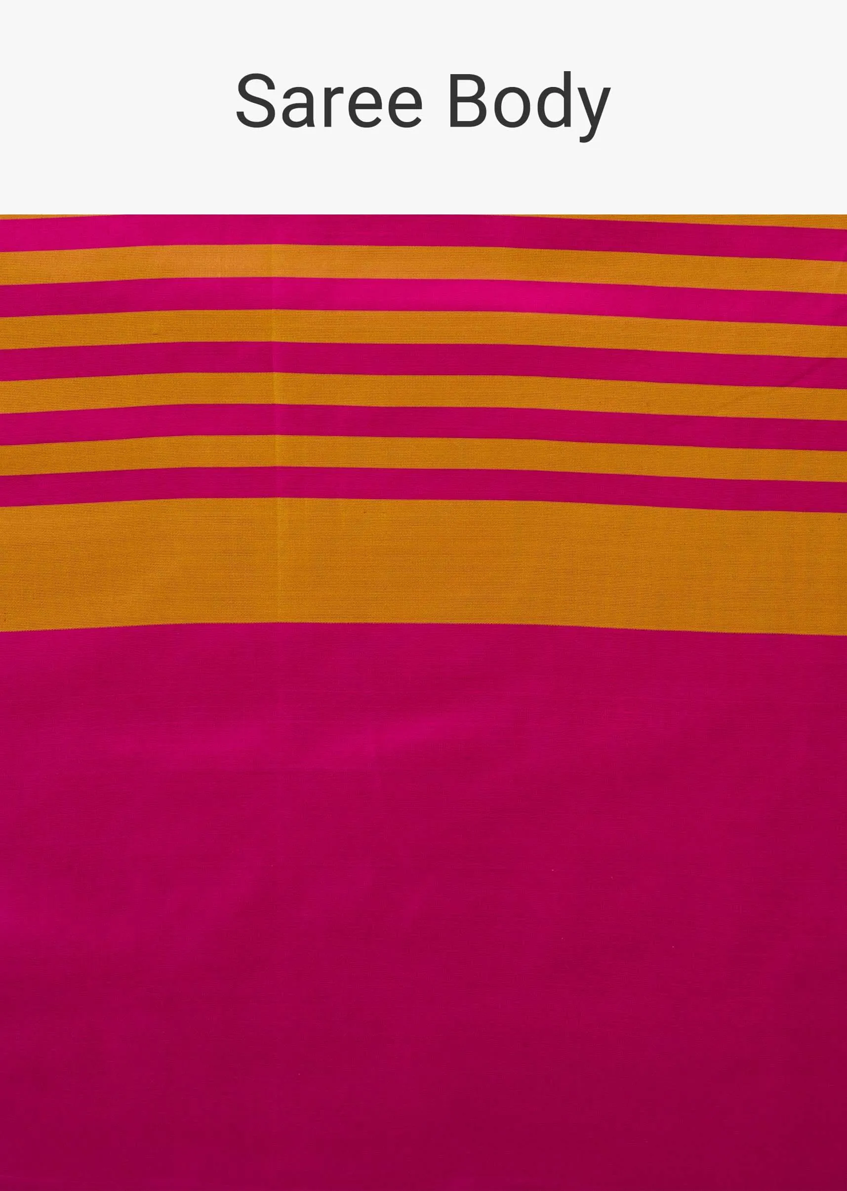 Hot Pink Satin Printed Saree With Dual Tone Stripes