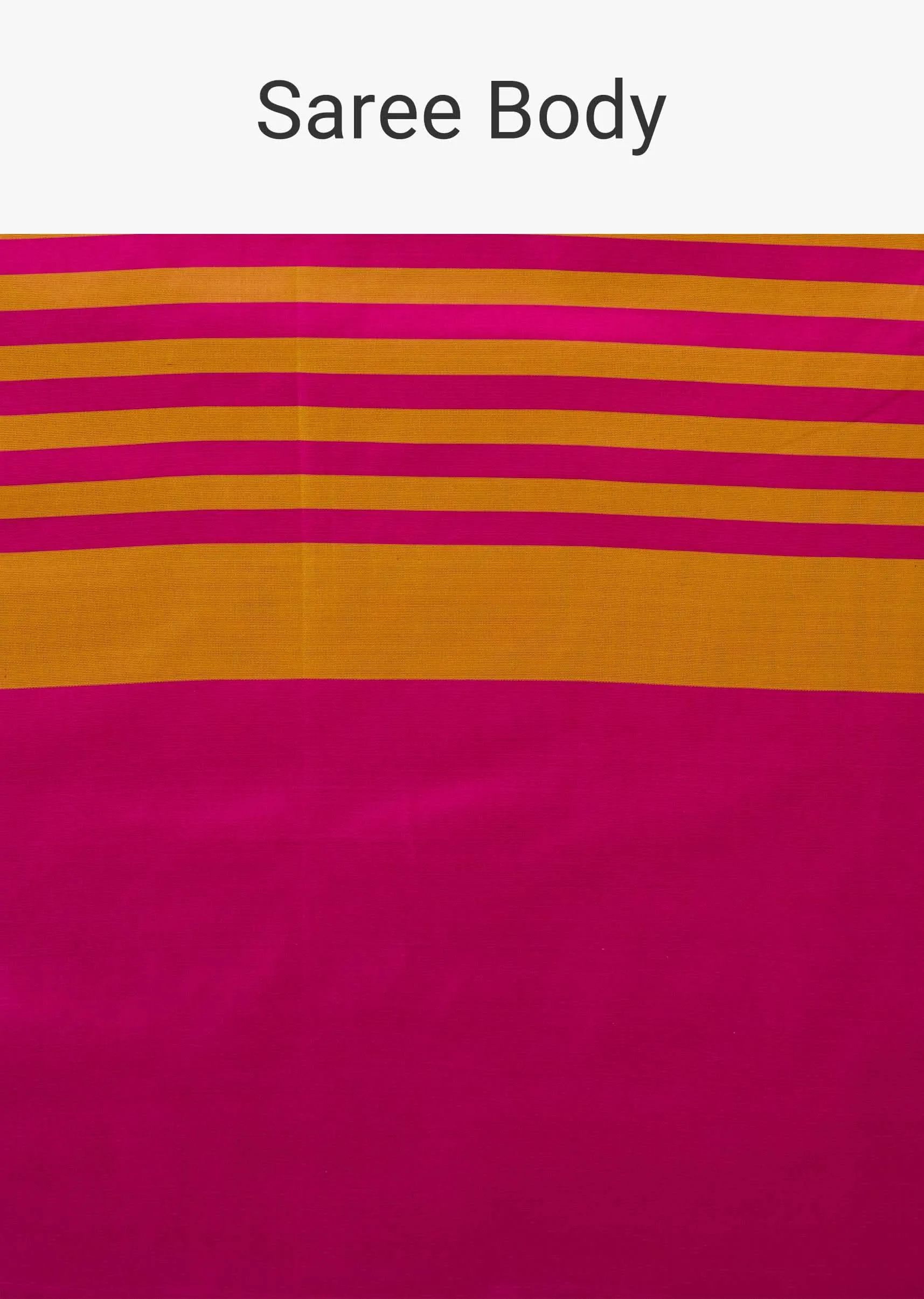 Hot Pink Satin Printed Saree With Dual Tone Stripes