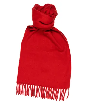 Joshua Ellis Red Classic Plain Brushed Cashmere Scarf