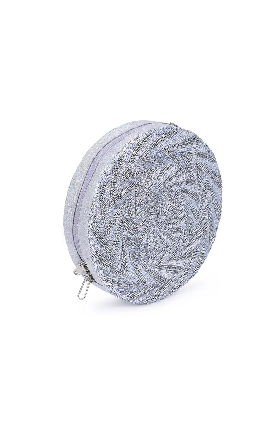 Light Blue Thunderstrike Hand-Embroidered Clutch