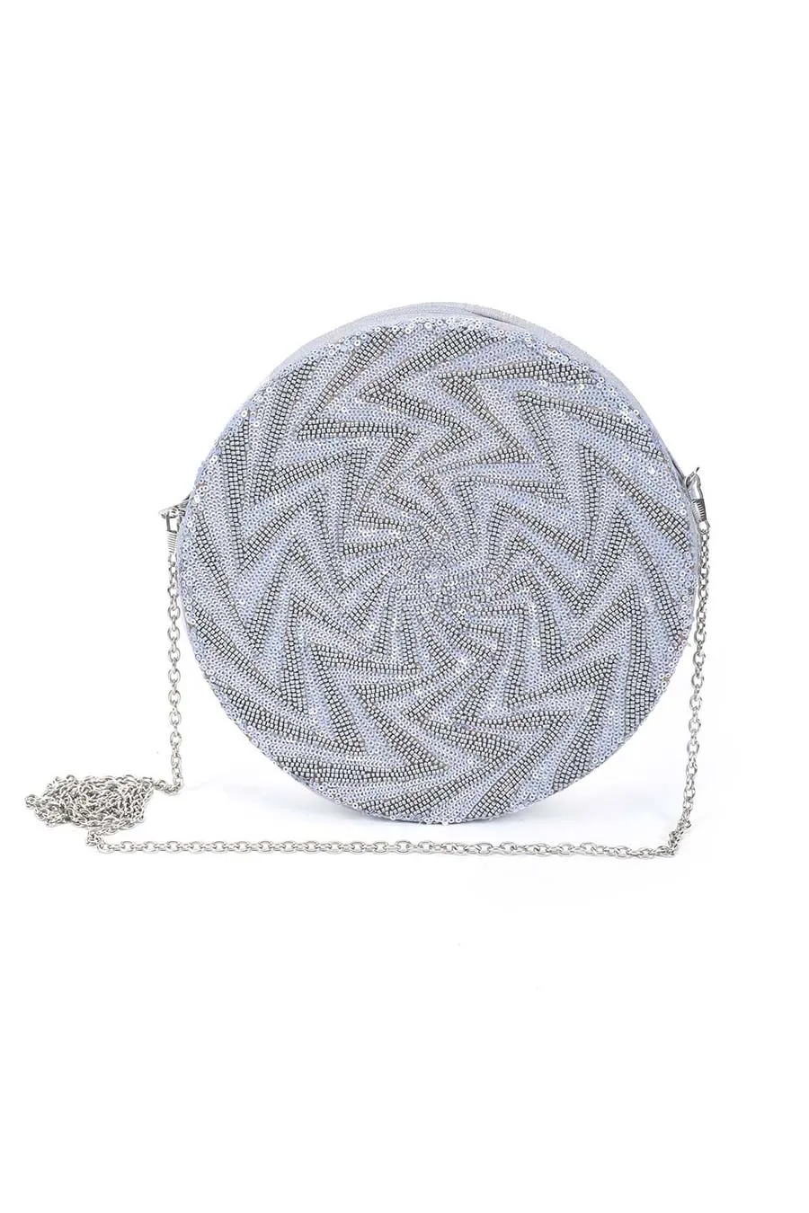 Light Blue Thunderstrike Hand-Embroidered Clutch