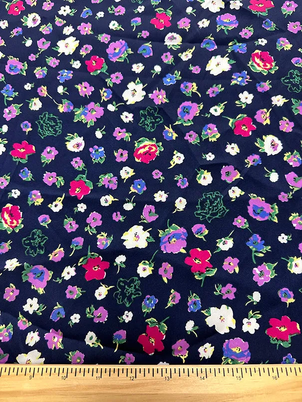 Lilac Multi Floral Print Poly Charmeuse Satin Fabric