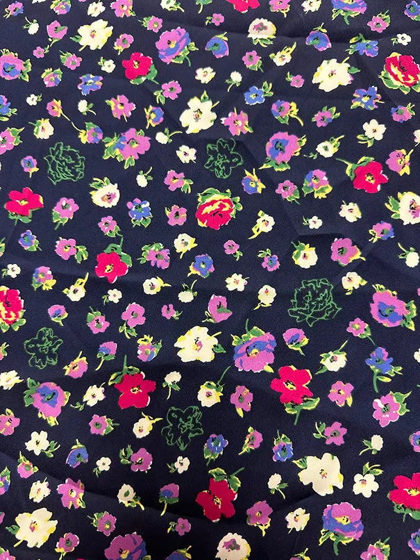 Lilac Multi Floral Print Poly Charmeuse Satin Fabric