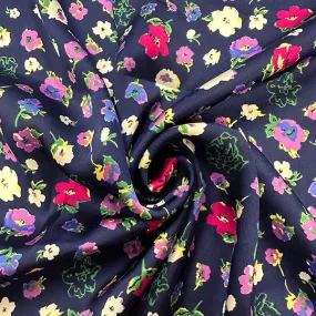 Lilac Multi Floral Print Poly Charmeuse Satin Fabric