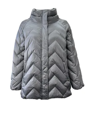 Marina Rinaldi Women's Pearl Grey Panca Quilted Jacket NWT