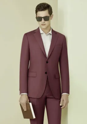 Maroon Single Breasted / Two Piece Suit Italian Pure Wool Super 110'S