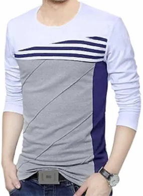 Men's Multicoloured Cotton Self Pattern Round Neck Tees