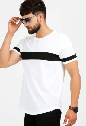 Men's Multicoloured Cotton Self Pattern T-Shirt