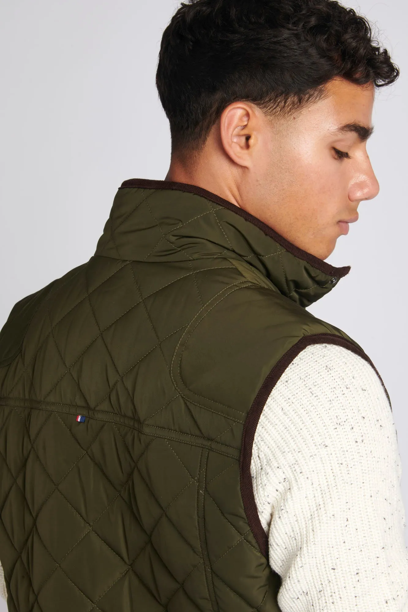 Mens Quilted Hacking Gilet in Forest Night