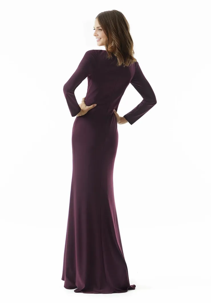 Mermaid Long Sleeves V-Neck Beaded Party Dresses Wedding Guest Dress Mother of the Bride Dresse