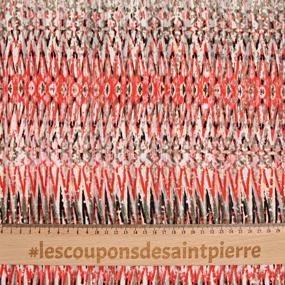 Mousseline imprimée bande satin Pointe-à-Pitre rouge
