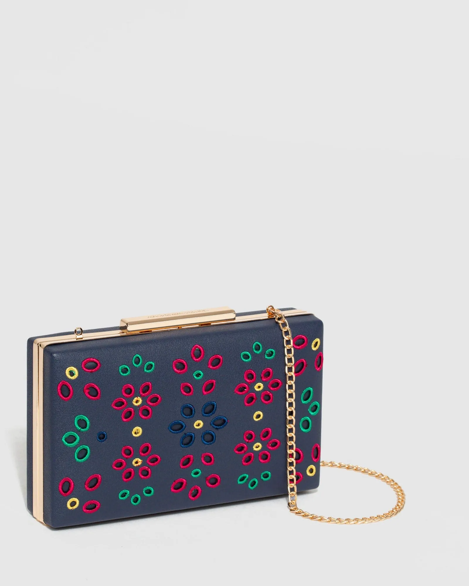 Navy Blue Jaimii Embroidered Clutch Bag