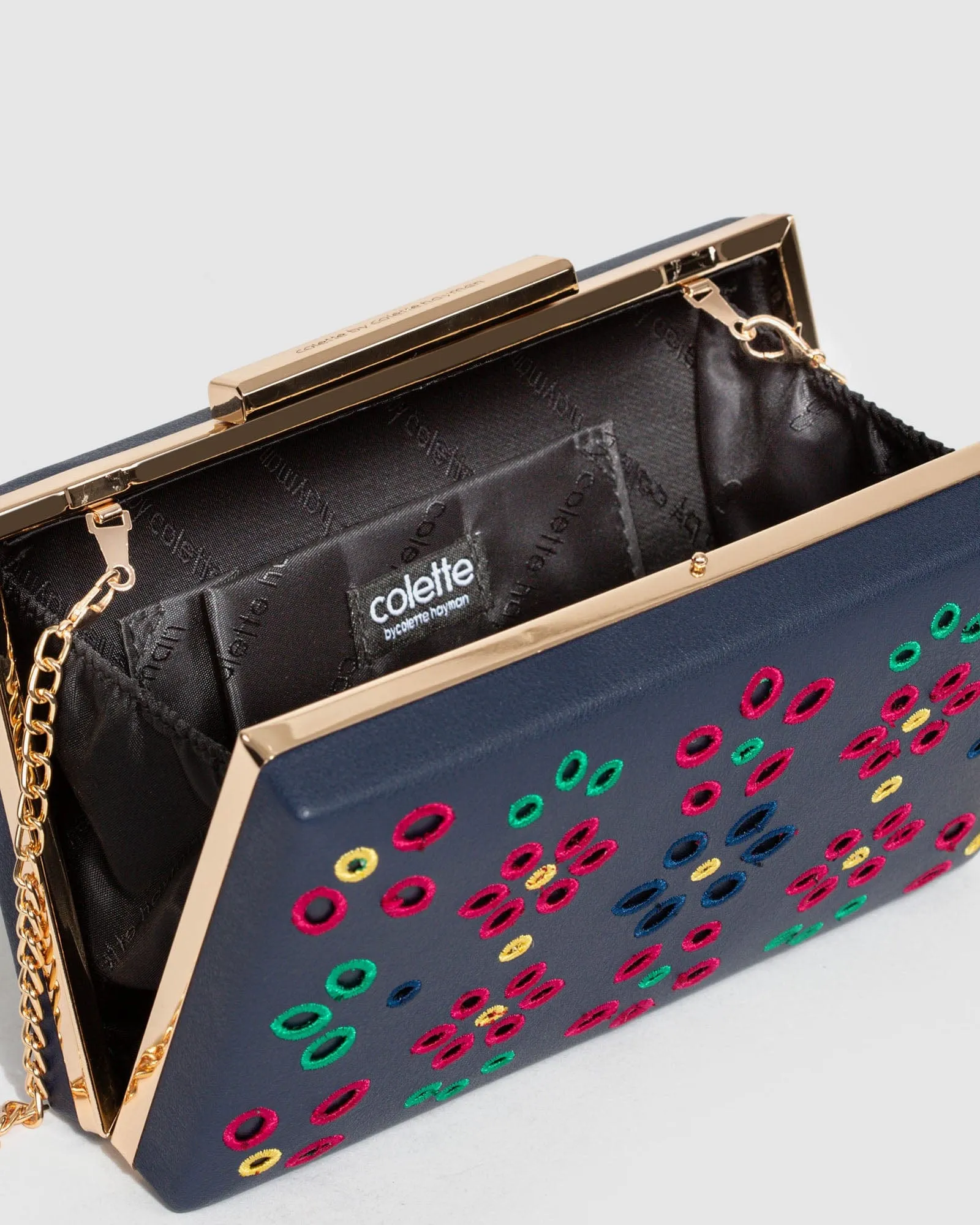 Navy Blue Jaimii Embroidered Clutch Bag
