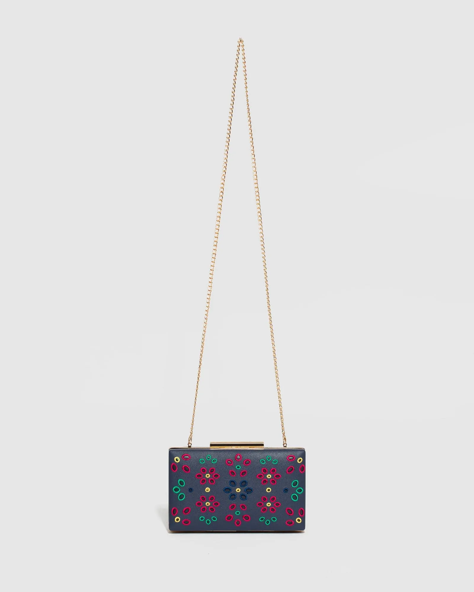 Navy Blue Jaimii Embroidered Clutch Bag