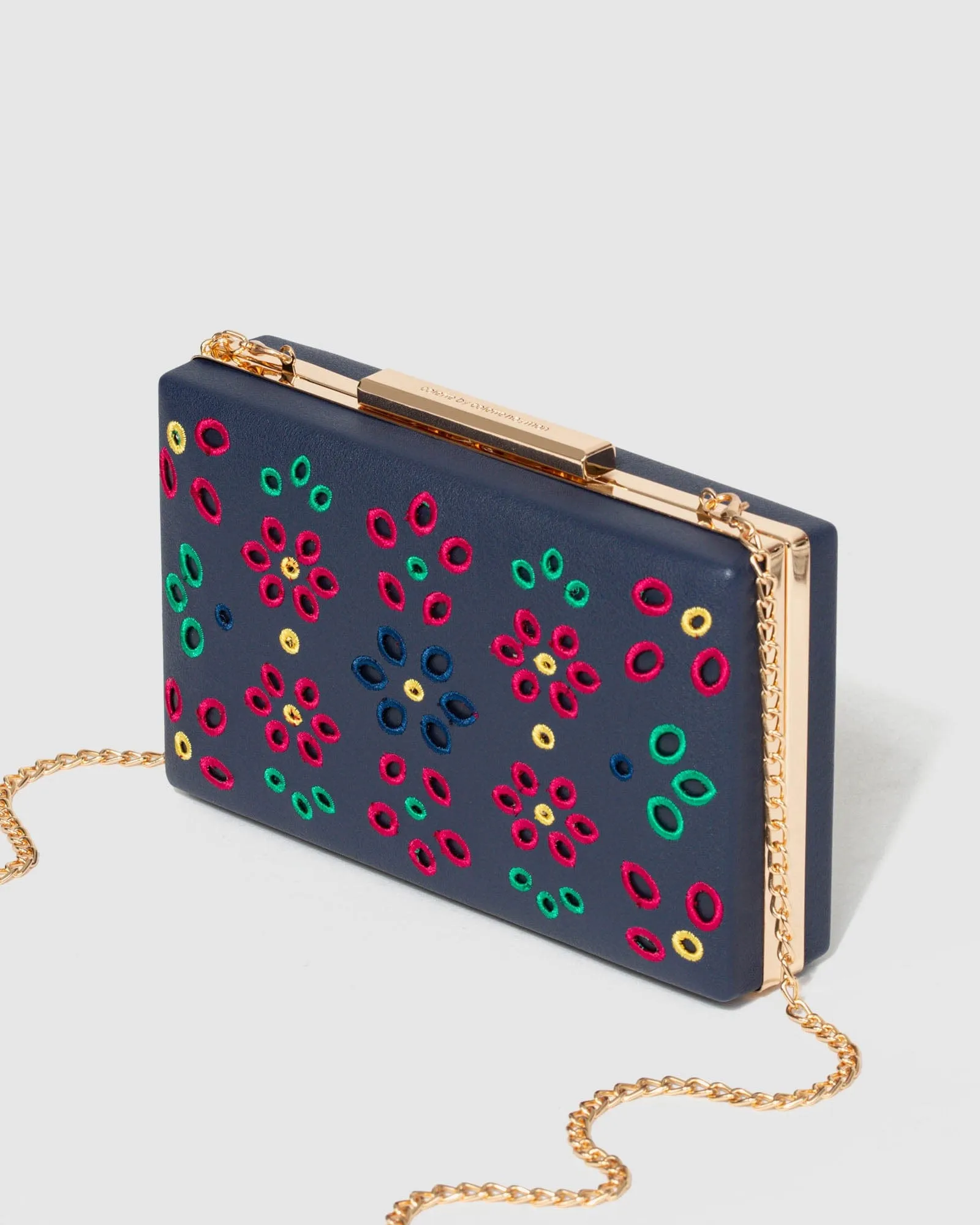 Navy Blue Jaimii Embroidered Clutch Bag