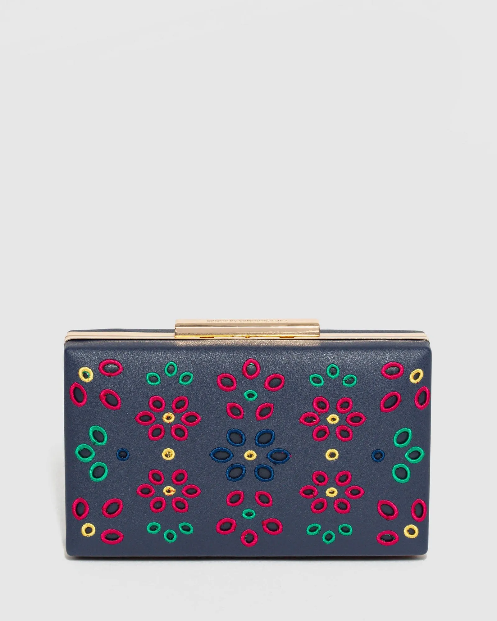 Navy Blue Jaimii Embroidered Clutch Bag