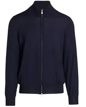 Navy Cashmere Full Zip Sweater