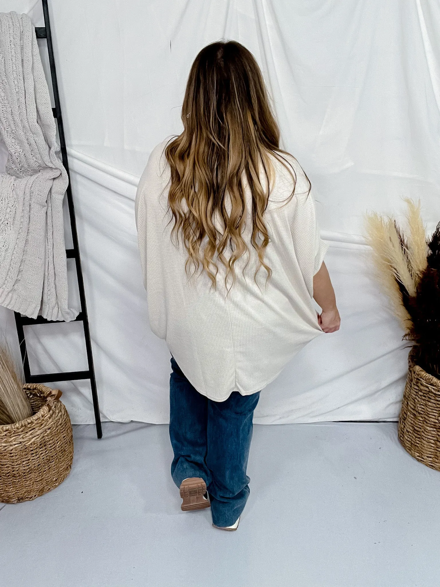 Oatmeal Thermal Top with Dolman Sleeves FINAL SALE
