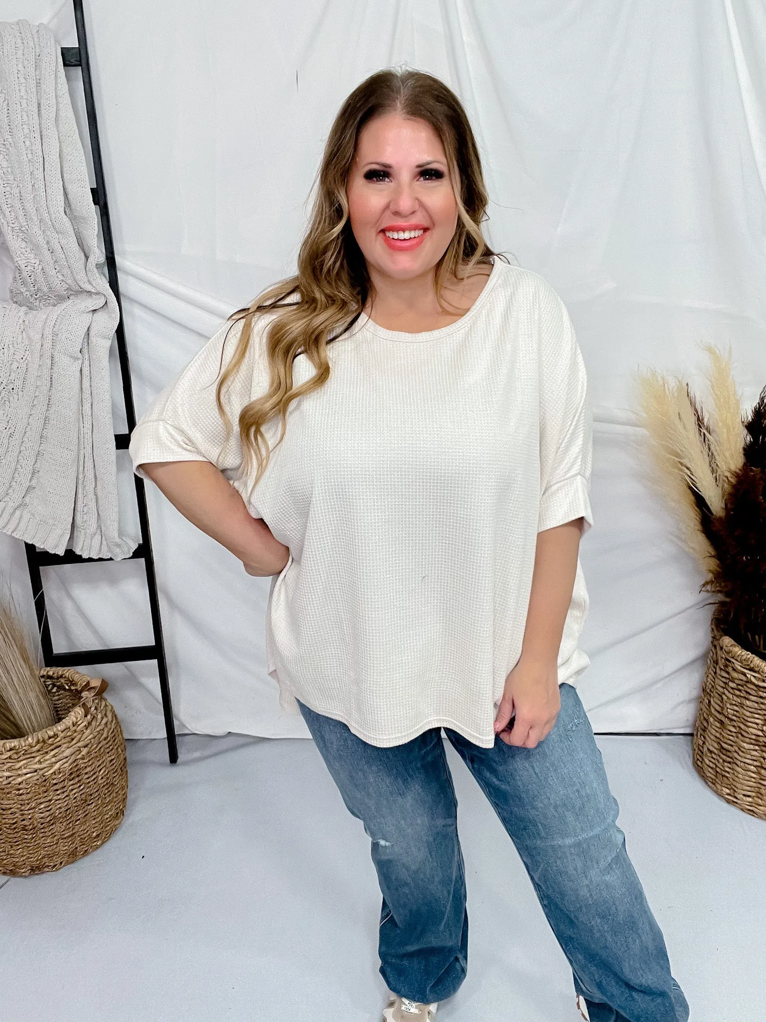 Oatmeal Thermal Top with Dolman Sleeves FINAL SALE