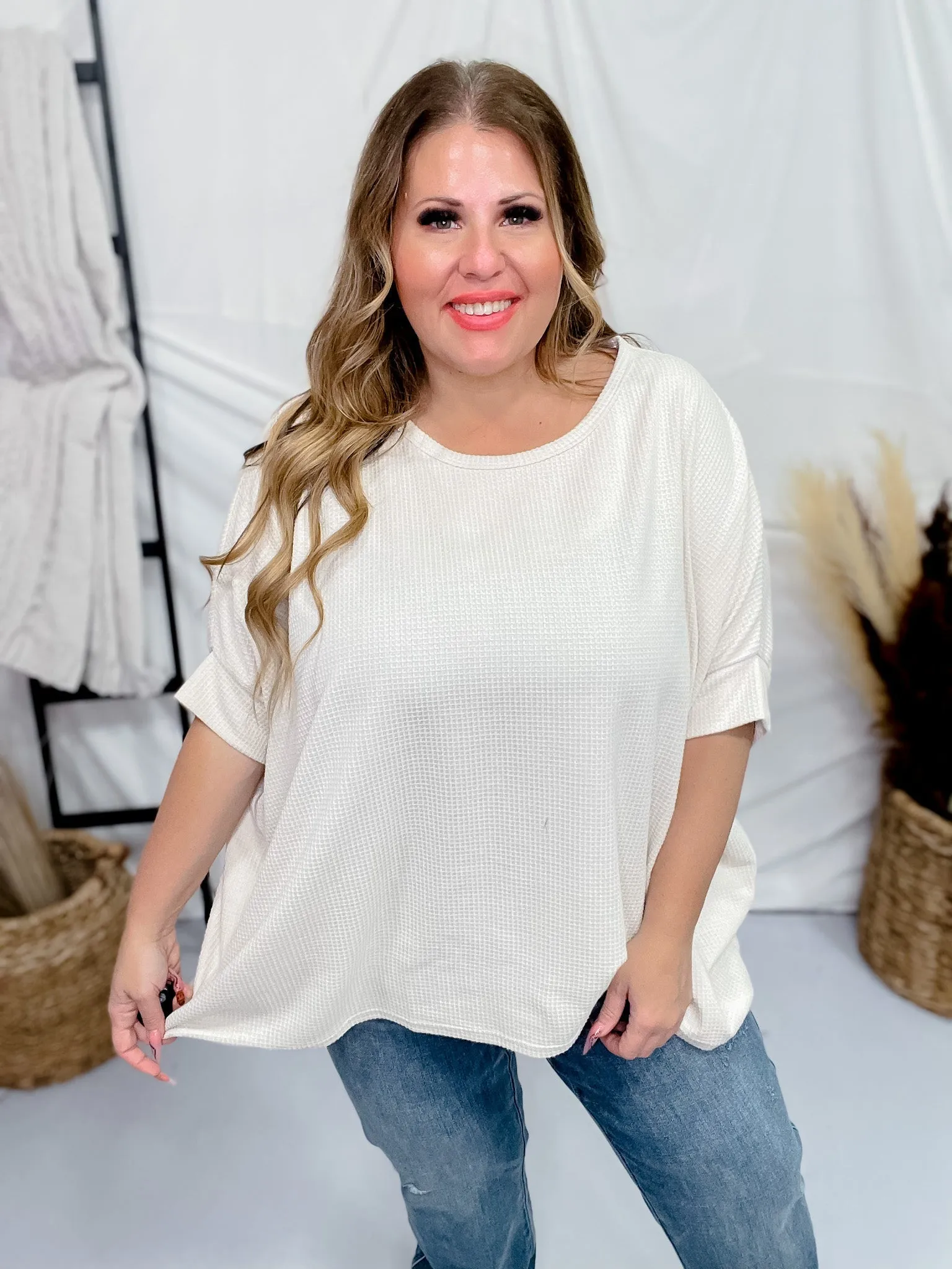 Oatmeal Thermal Top with Dolman Sleeves FINAL SALE