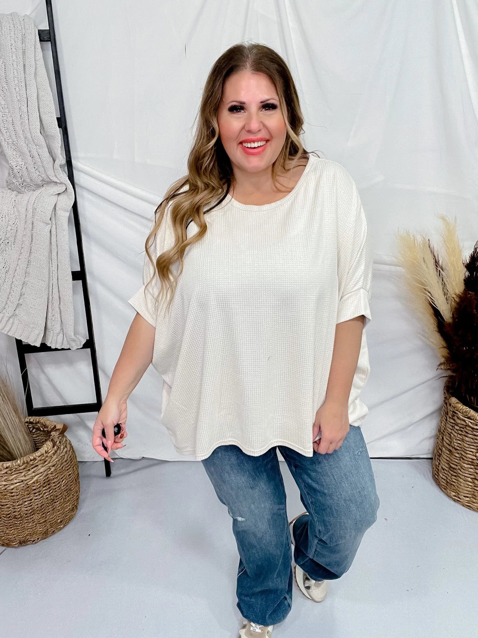 Oatmeal Thermal Top with Dolman Sleeves FINAL SALE