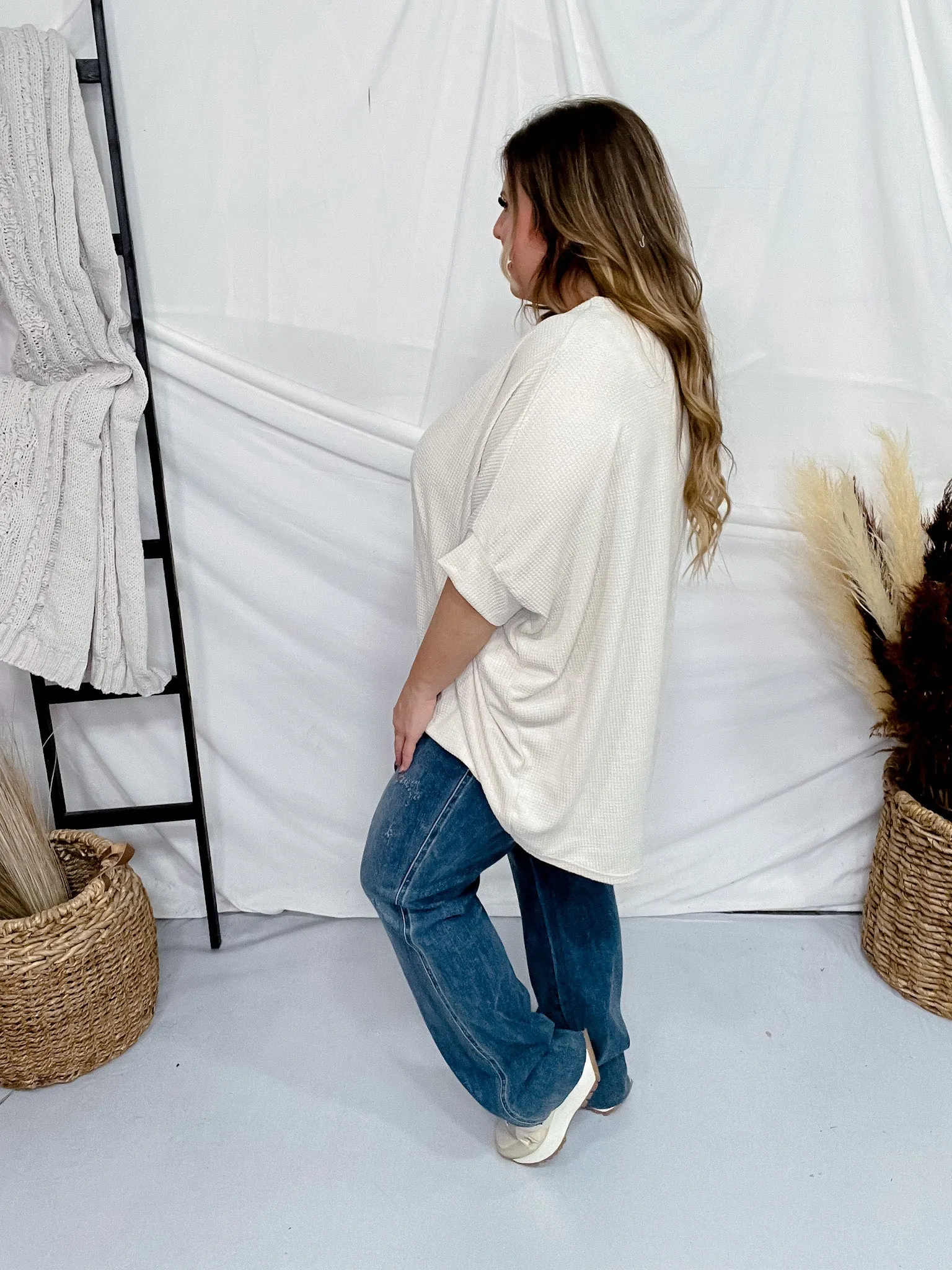 Oatmeal Thermal Top with Dolman Sleeves FINAL SALE