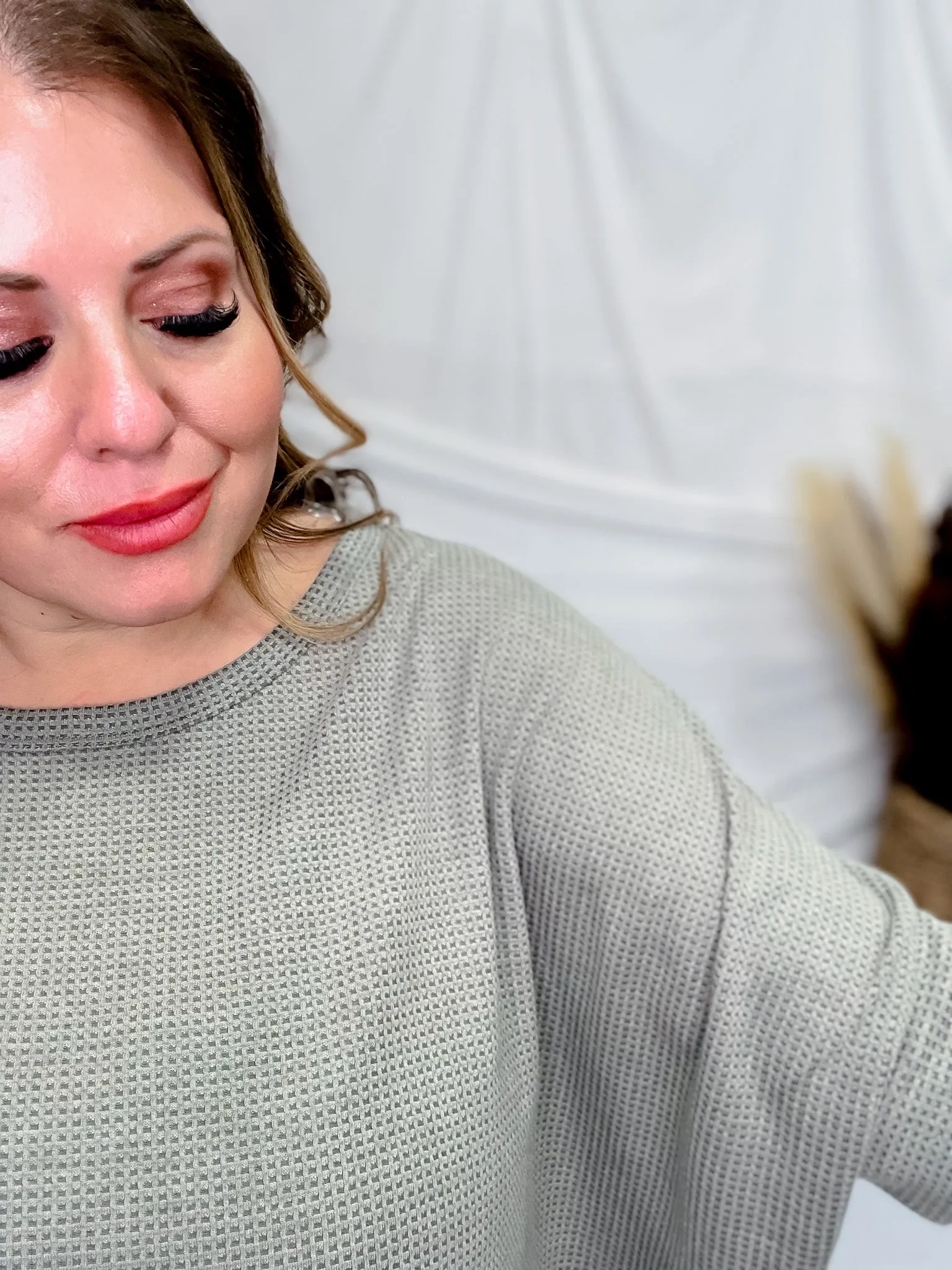 Olive Green Dolman Sleeve Thermal Top FINAL SALE