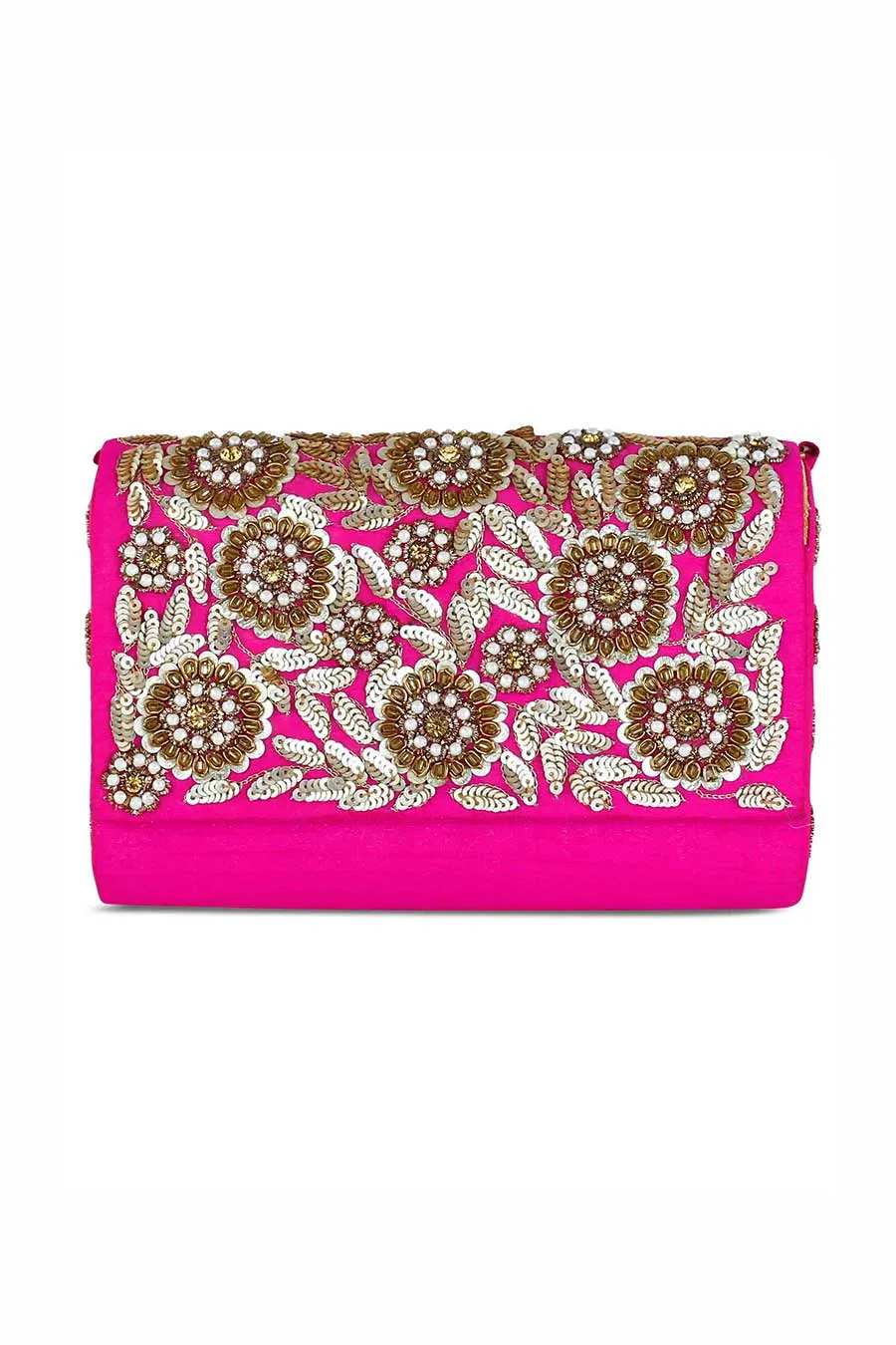 Pink Beauteous Hand-Embroidered Clutch