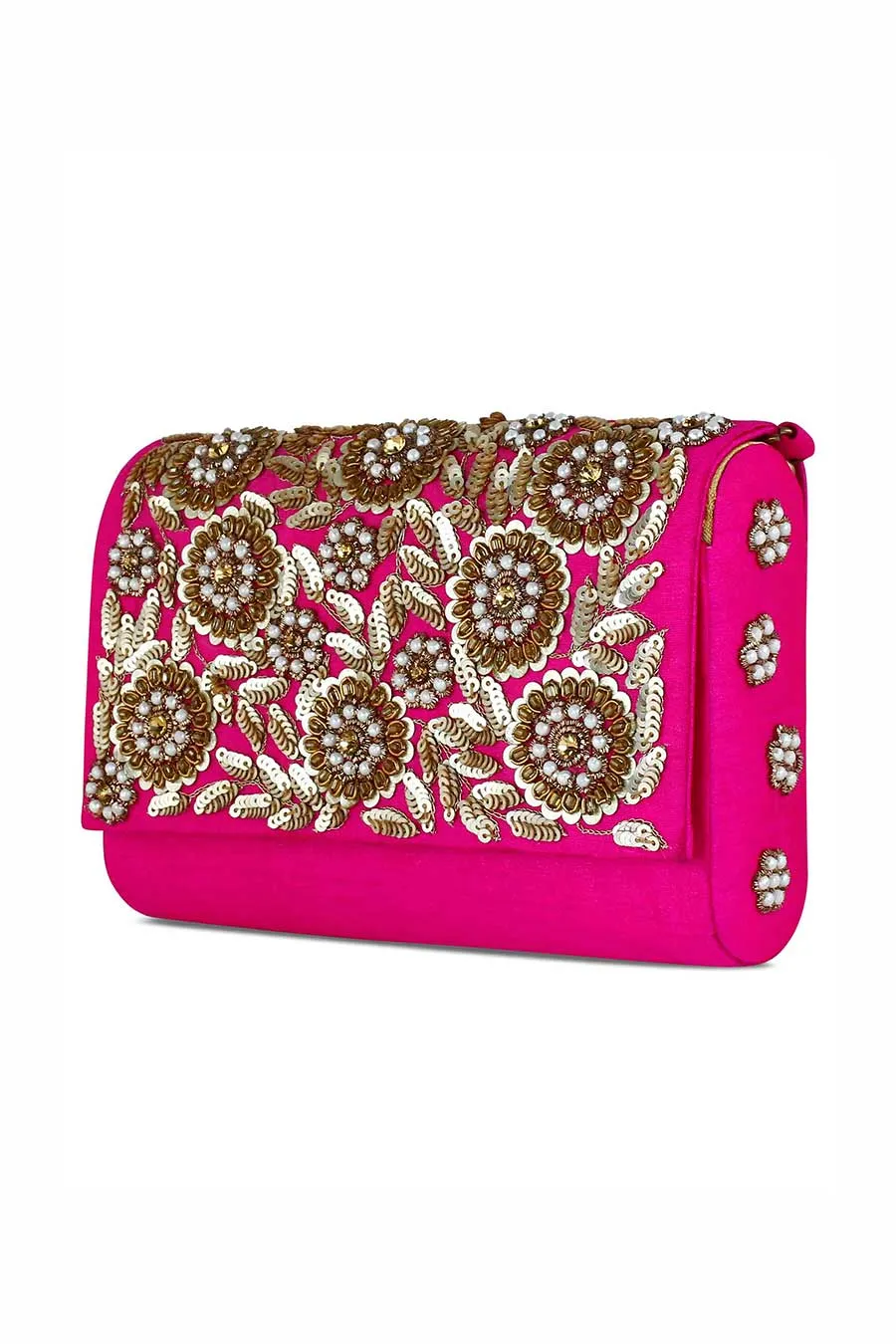 Pink Beauteous Hand-Embroidered Clutch