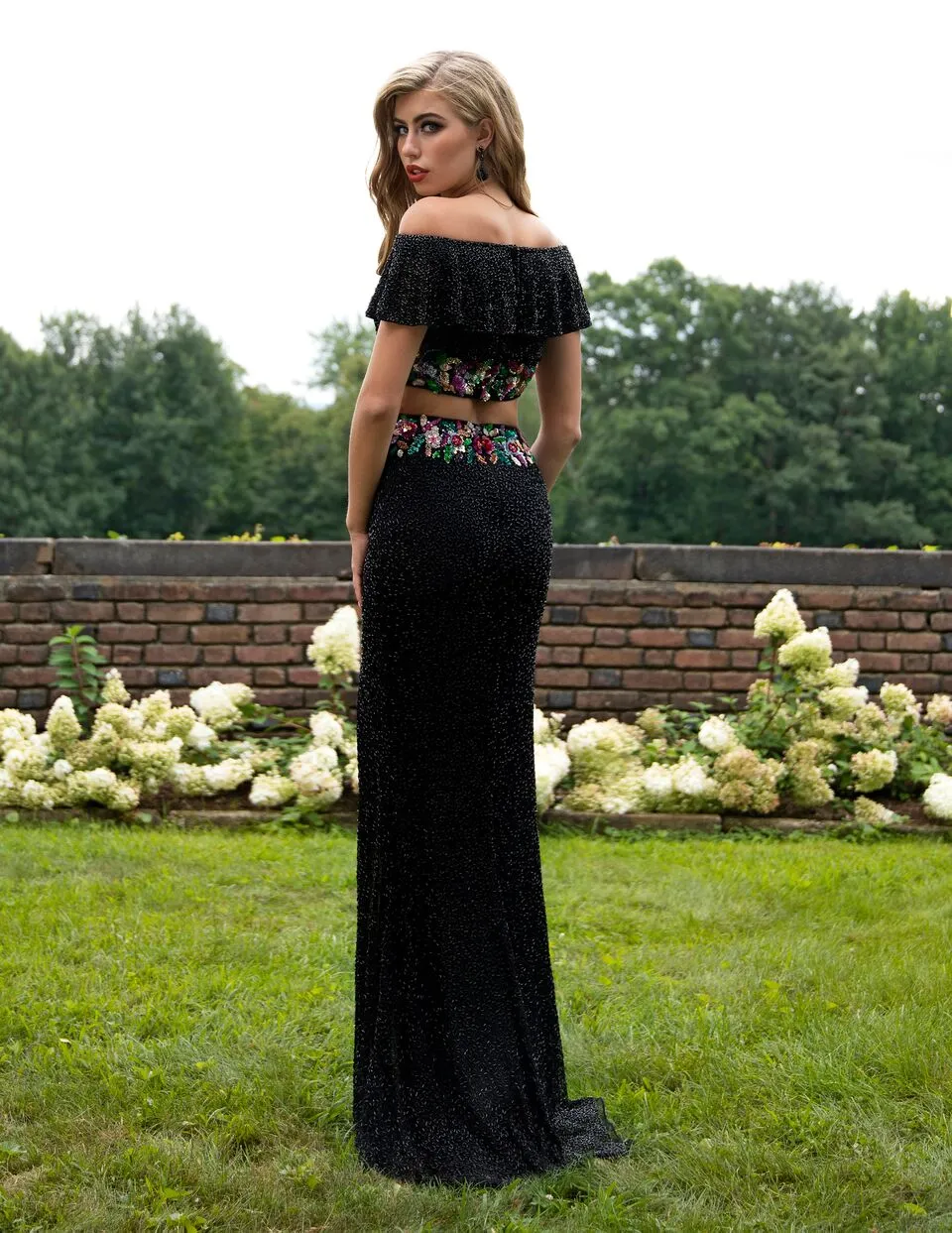 Primavera Couture 3215 Two piece boho prom dress Size 16 Black