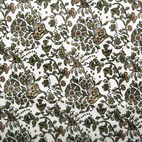Printed Satin Velvet - CHARLOTTE - Florals - White