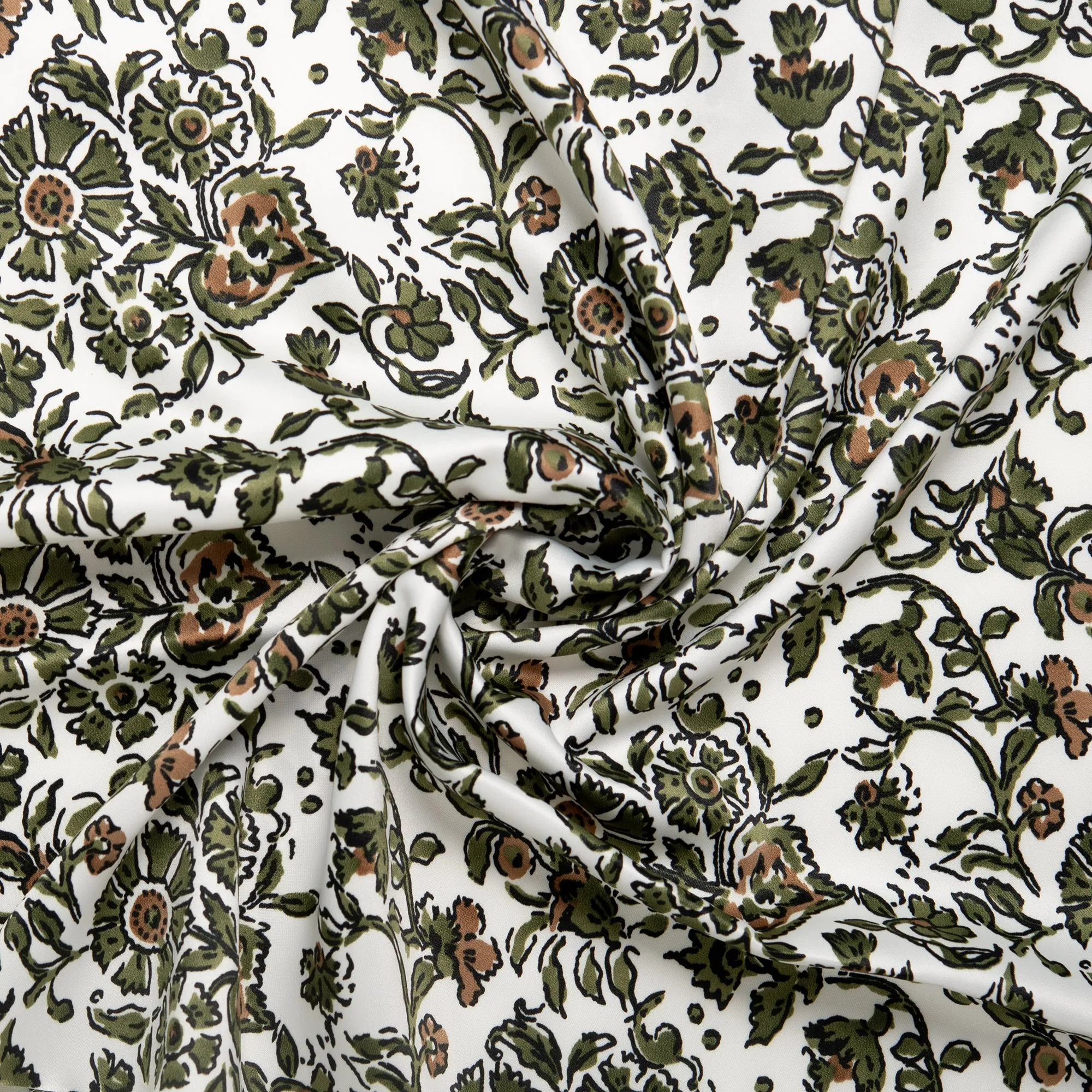 Printed Satin Velvet - CHARLOTTE - Florals - White