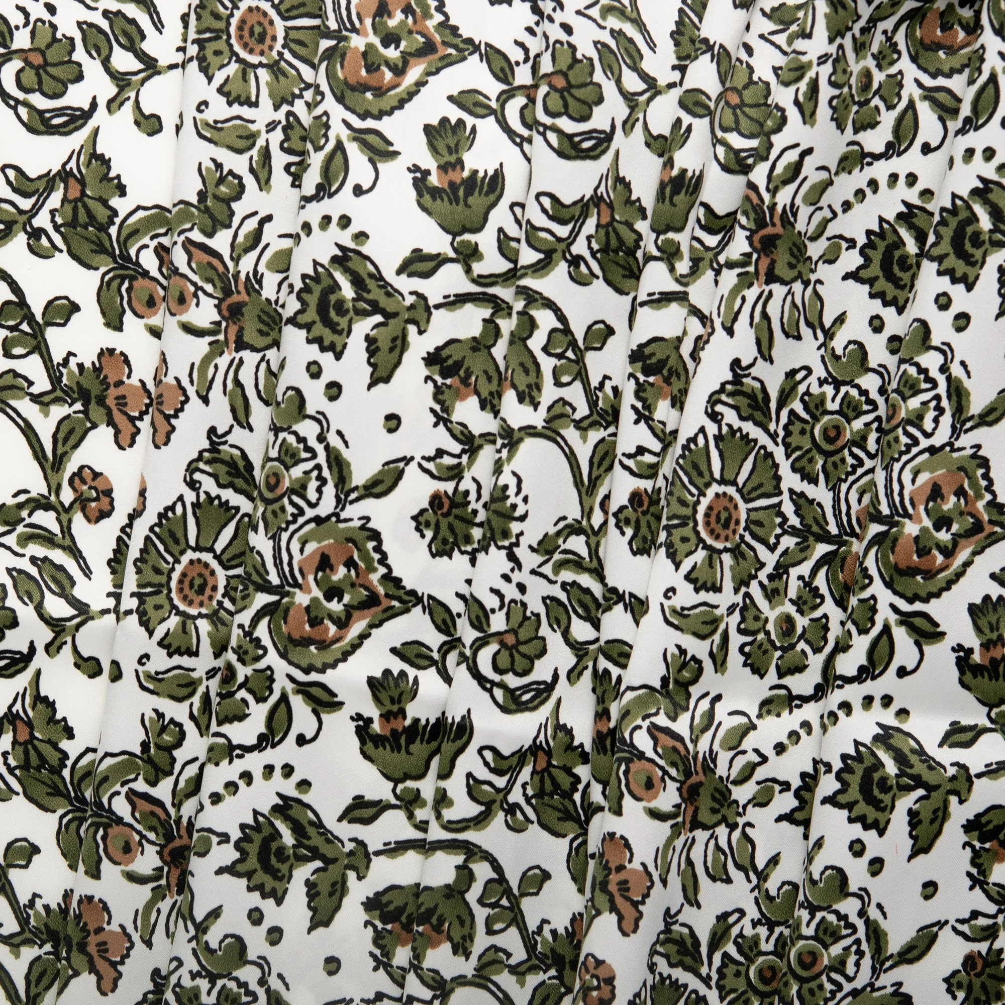 Printed Satin Velvet - CHARLOTTE - Florals - White