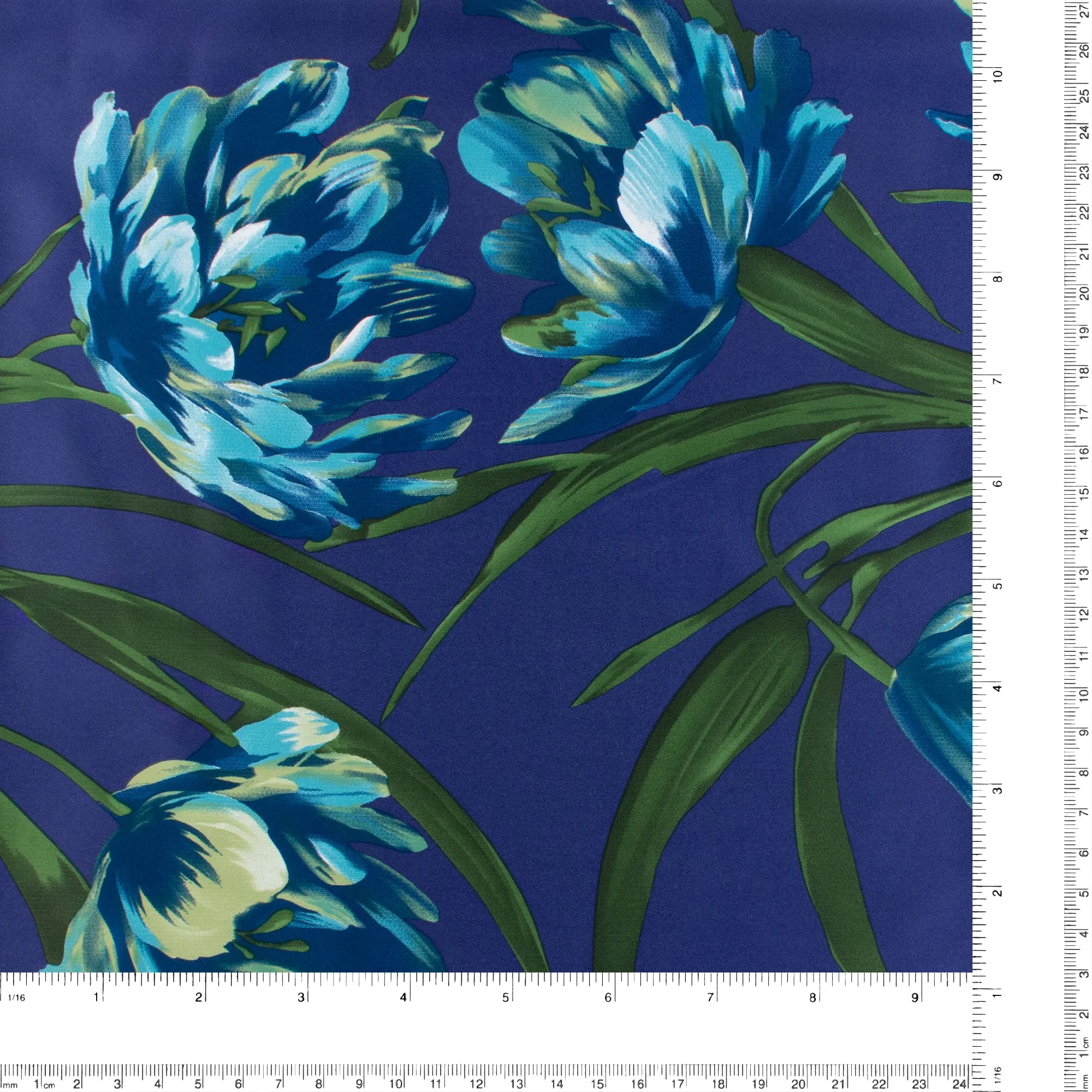 Printed Satin Velvet - ESTELLA - 010 - Blue