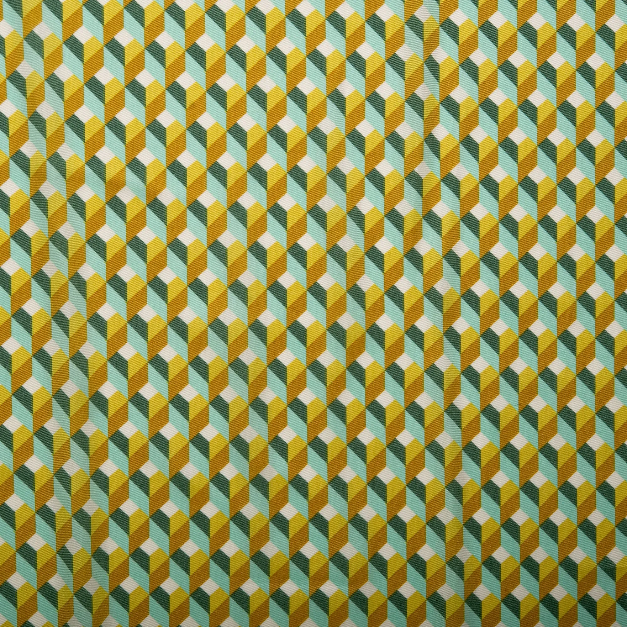 Printed satin - VICTORIA - Cubes - Green