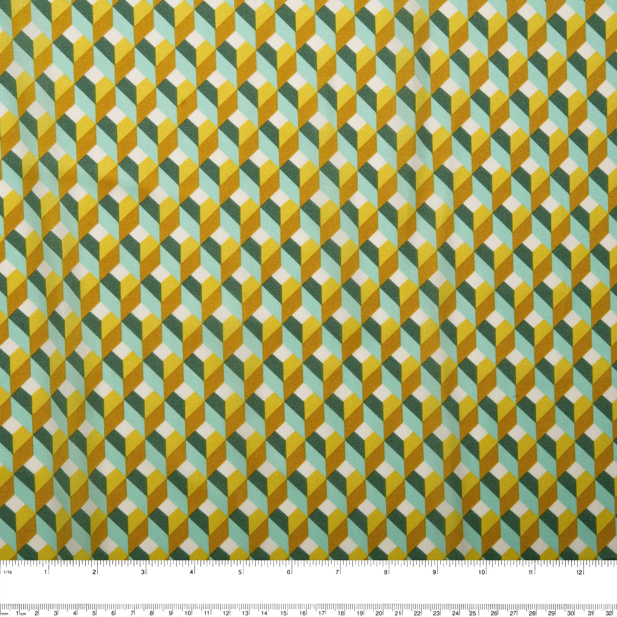 Printed satin - VICTORIA - Cubes - Green