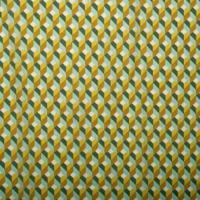 Printed satin - VICTORIA - Cubes - Green